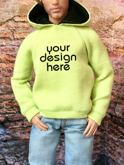 BQ-SOLID – Custom Print Hoodie for 12" 1/6 Scale Ken Dolls 