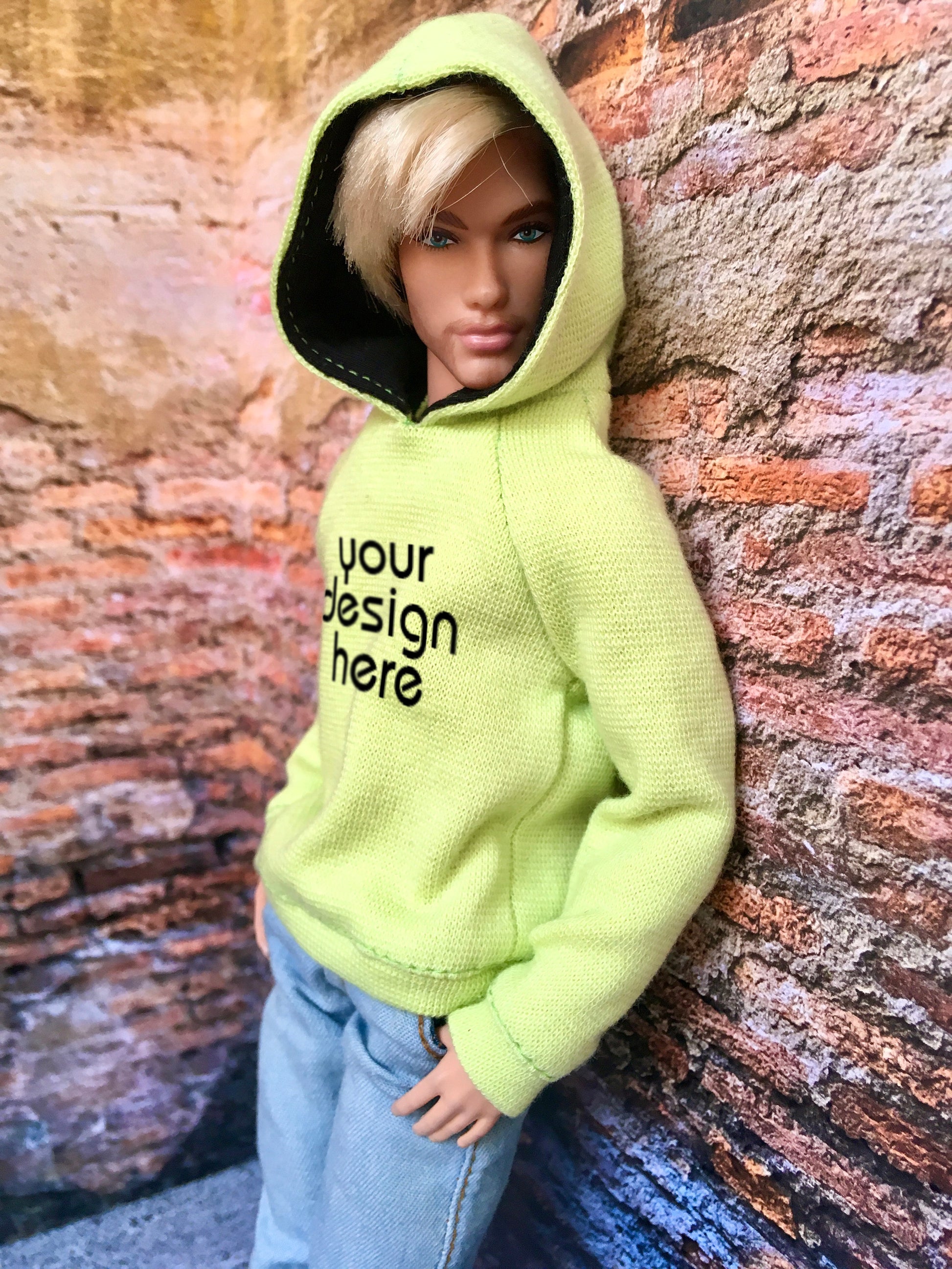 BQ-SOLID – Custom Print Hoodie for 12" 1/6 Scale Ken Dolls 