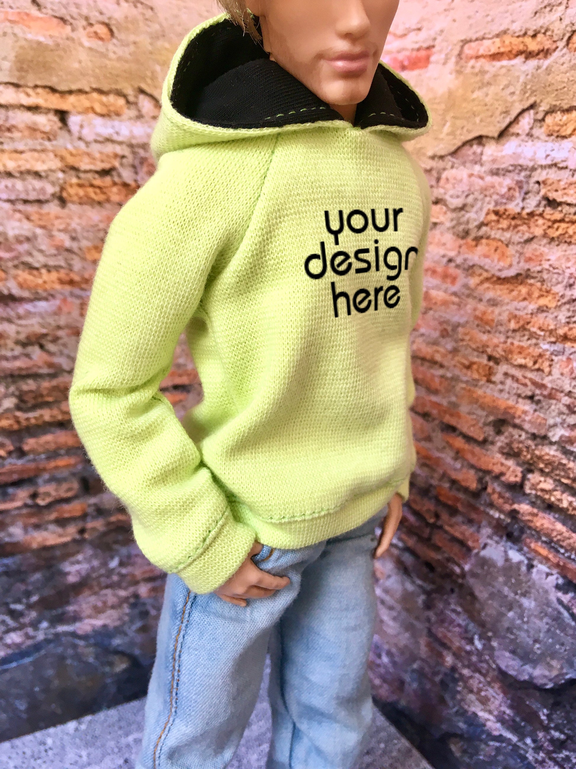 BQ-SOLID – Custom Print Hoodie for 12" 1/6 Scale Ken Dolls 