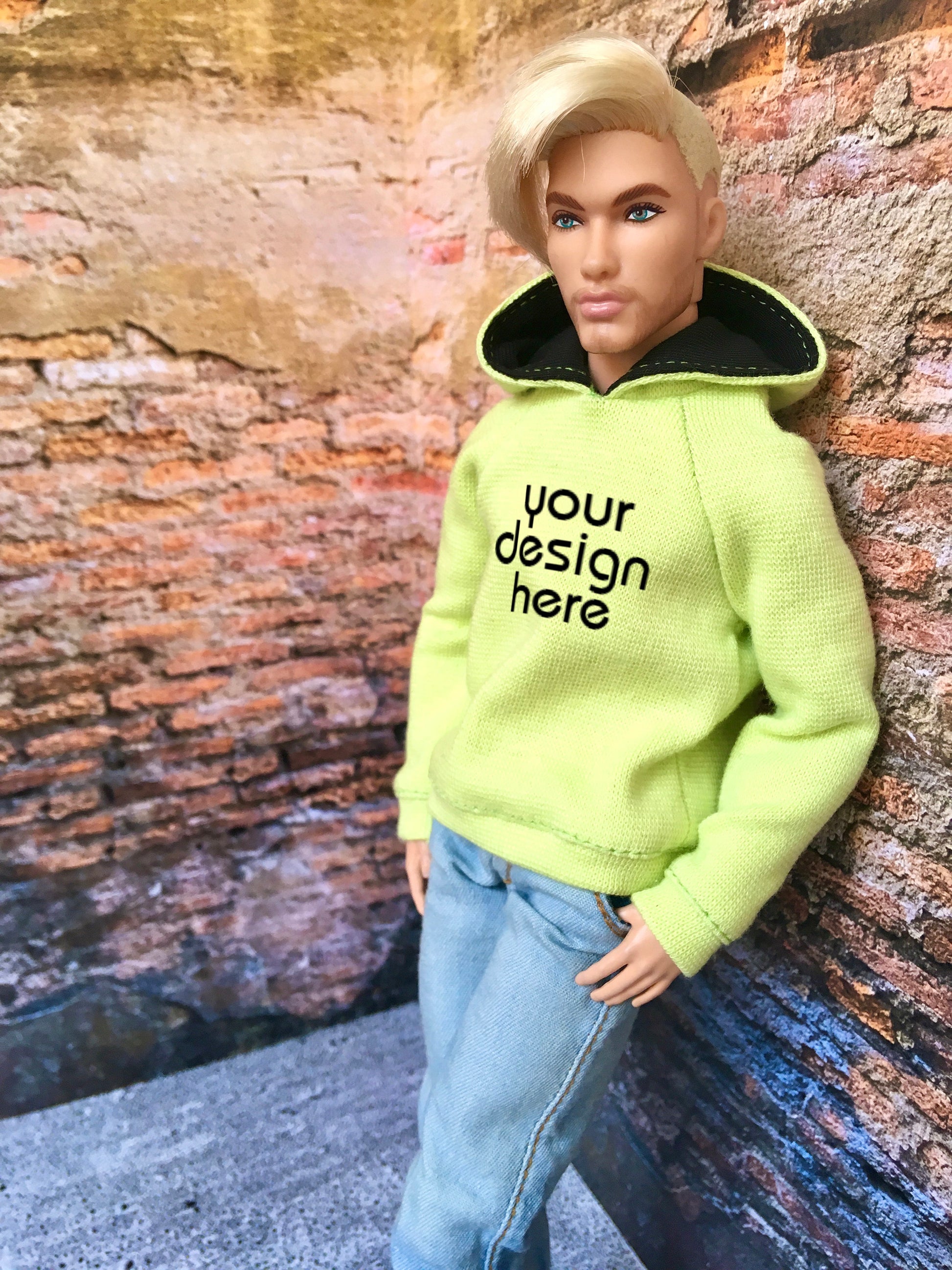 BQ-SOLID – Custom Print Hoodie for 12" 1/6 Scale Ken Dolls 