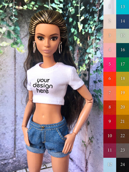 BQ-STAPLE – Custom Print Crop T-Shirt for 11.5" 1/6 Scale Fashion Dolls