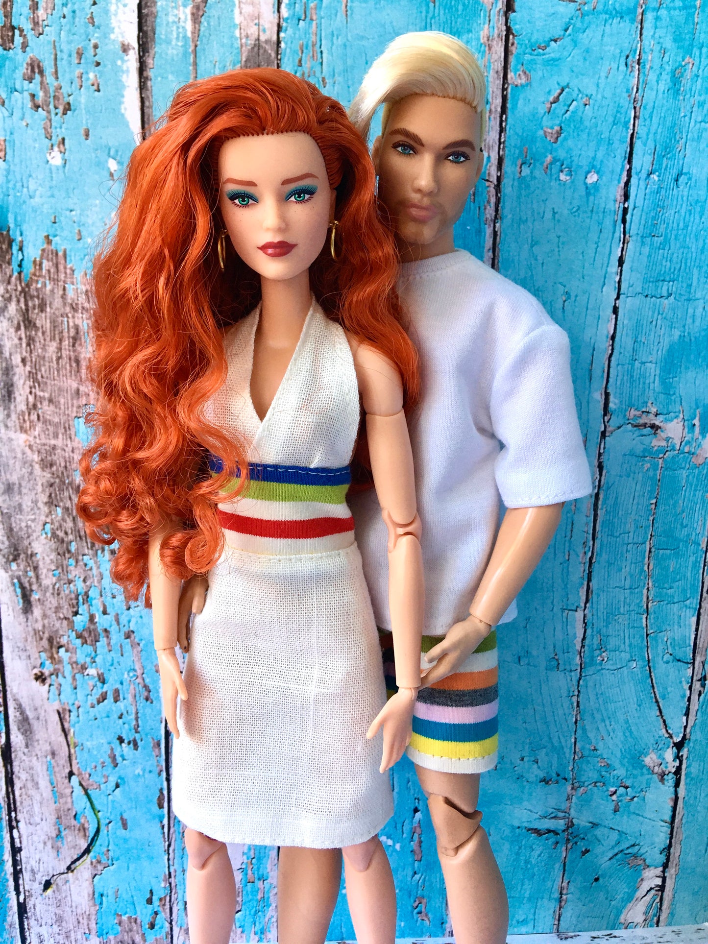 BQ-SYLIA – Ivory Striped Neck-Tie Dress for 11.5" 1/6 Scale Fashion Dolls