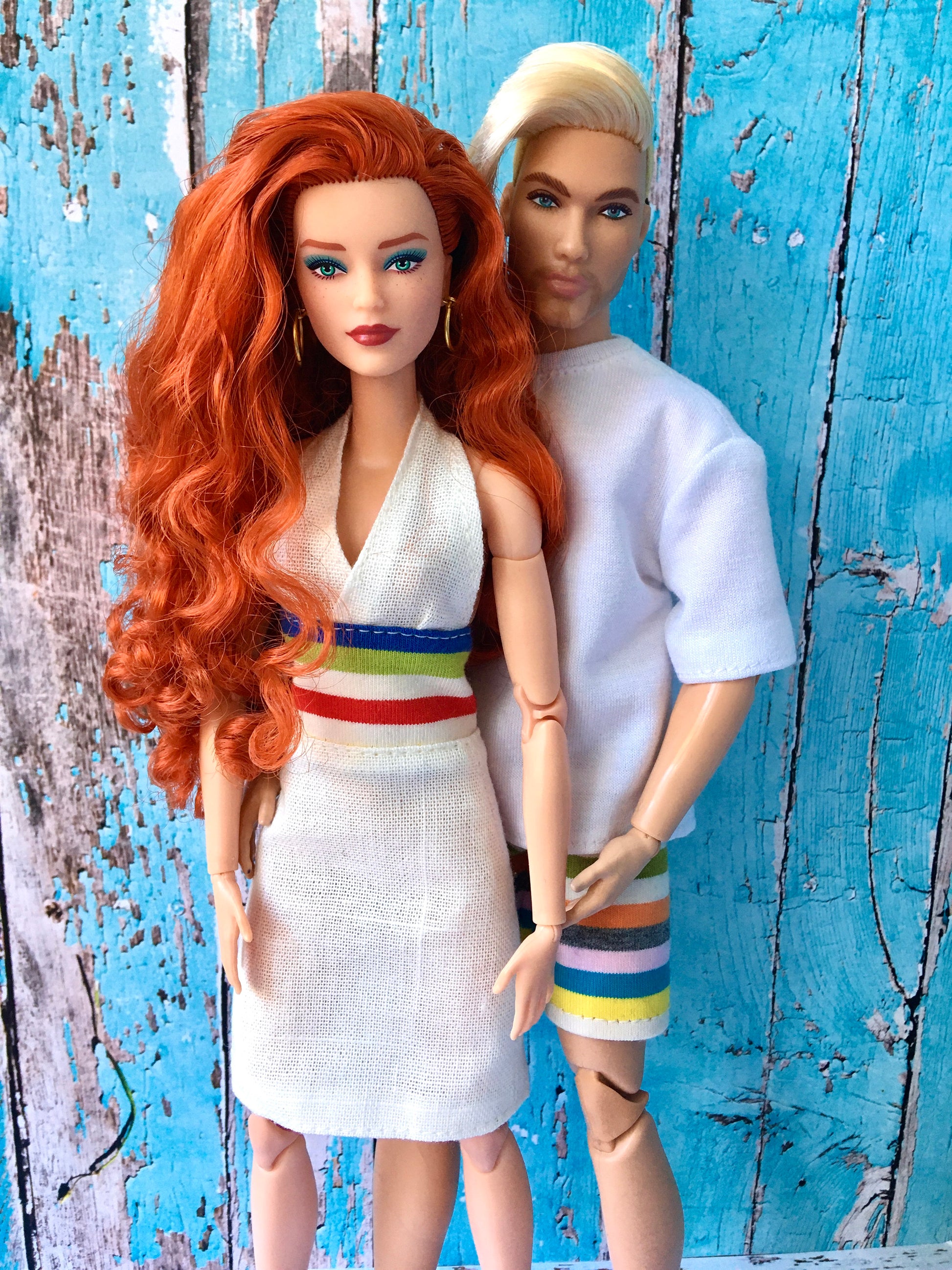 BQ-SYLIA – Ivory Striped Neck-Tie Dress for 11.5" 1/6 Scale Fashion Dolls