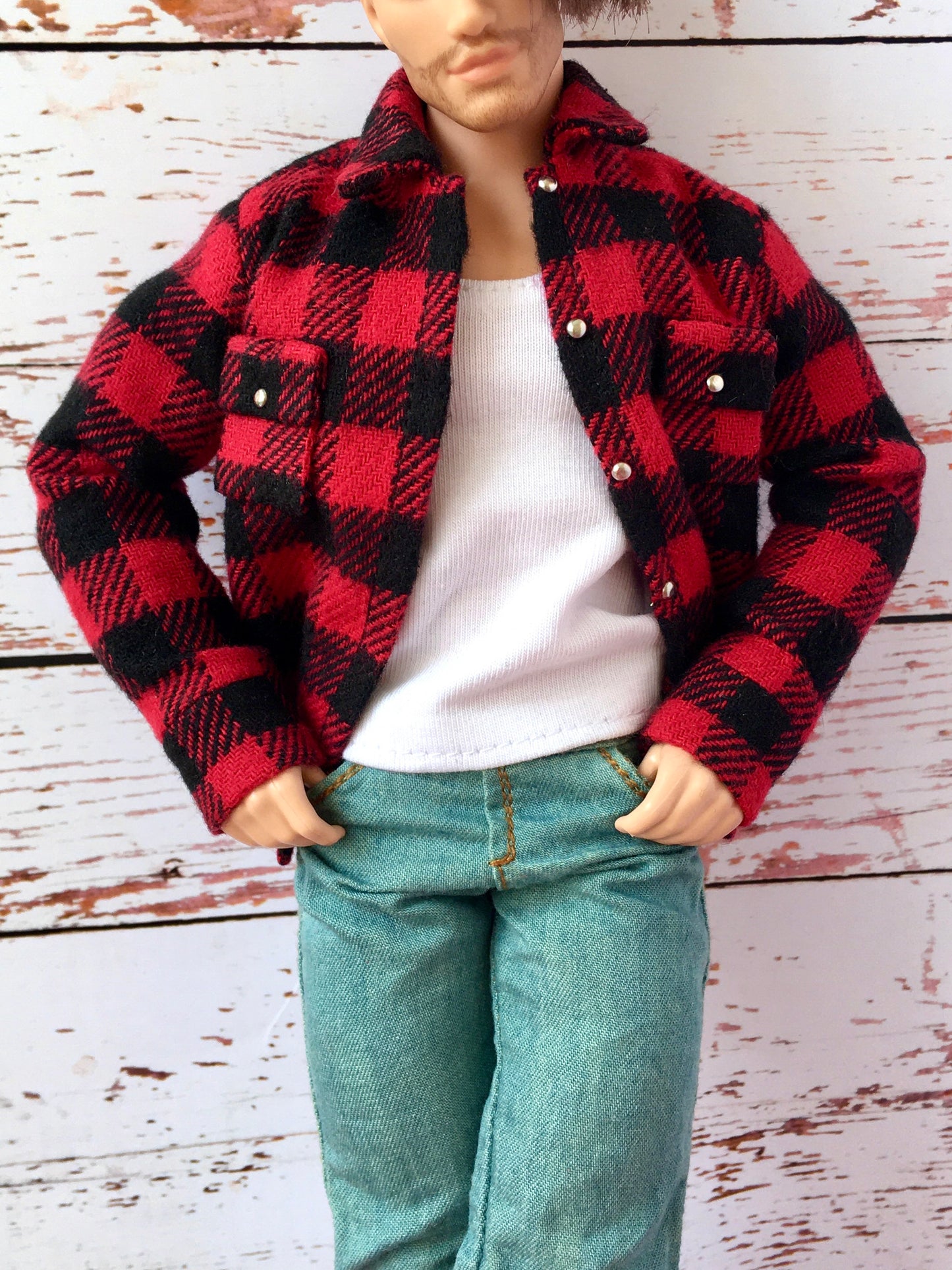 BQ-TAREN – Plaid Flannel Shirt for 12" 1/6 Scale Ken Dolls