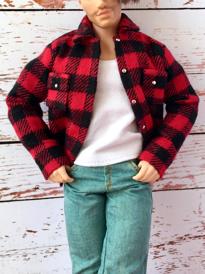 BQ-TAREN – Plaid Flannel Shirt for 12" 1/6 Scale Ken Dolls