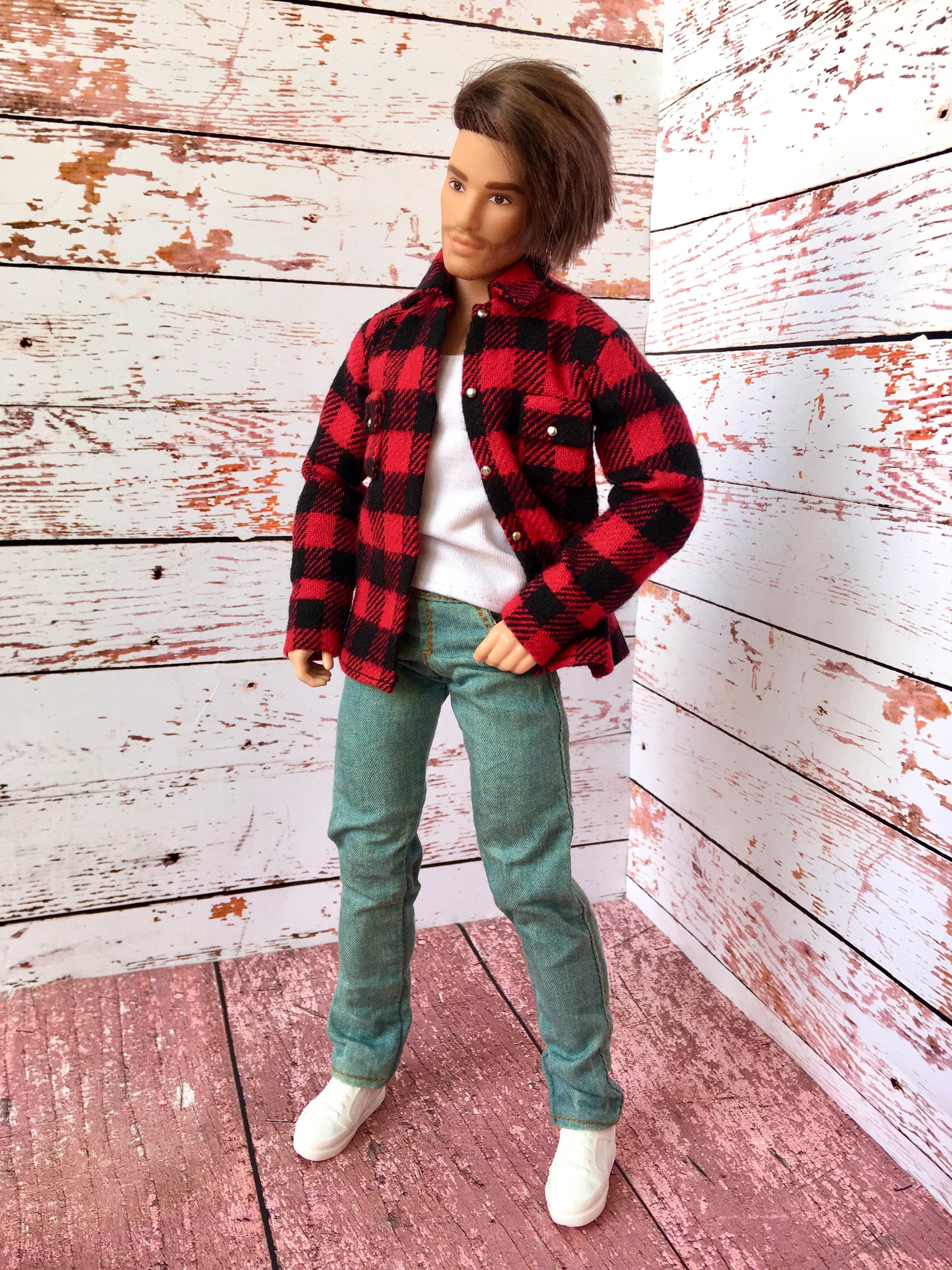 BQ-TAREN – Plaid Flannel Shirt for 12" 1/6 Scale Ken Dolls