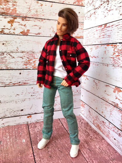 BQ-TAREN – Plaid Flannel Shirt for 12" 1/6 Scale Ken Dolls