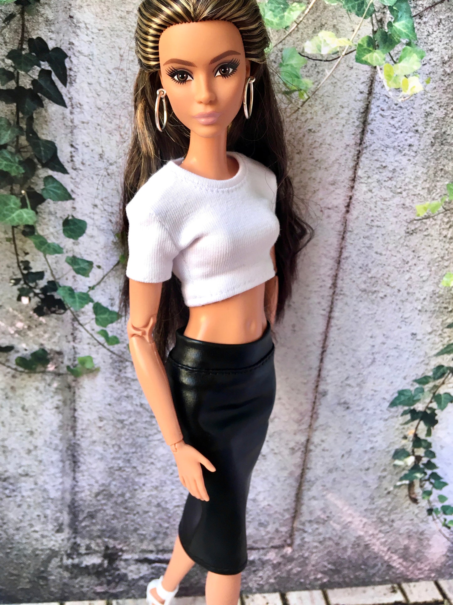 BQ-VALEN – Faux Leather Tube Midi Skirt for 11.5" 1/6 Scale Fashion Dolls