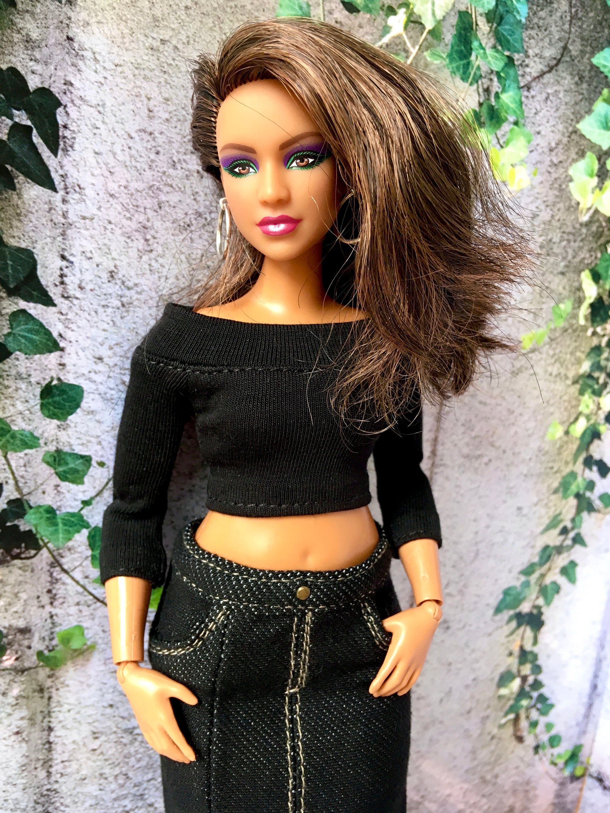 BQ-VANTI – Denim Stretch Midi Skirt for 11" Curvy Fashion Dolls - www.bouutique.com