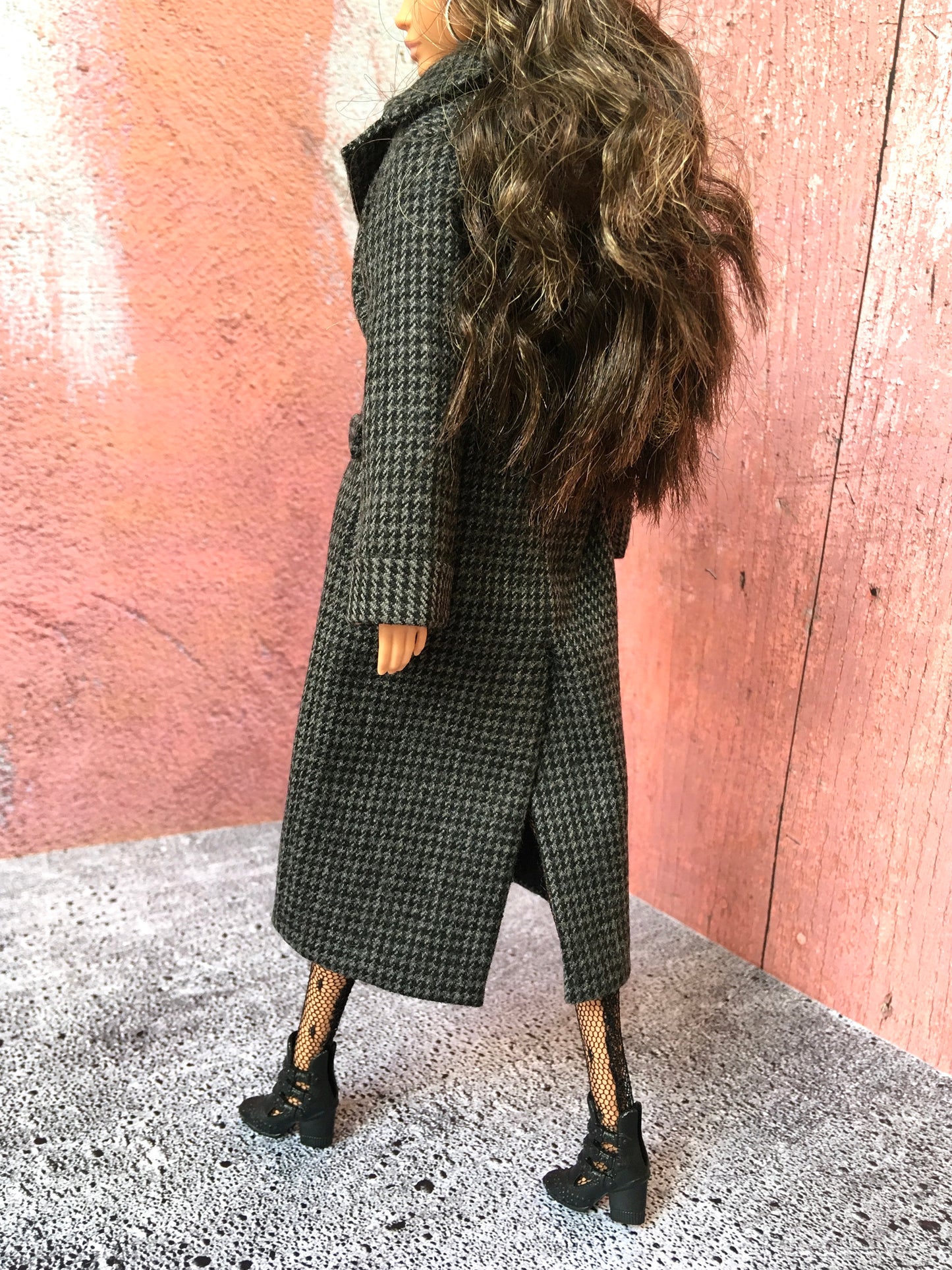 BQ-VELIOR – Grey Houndstooth Long Coat for 11.5" 1/6 Scale Fashion Dolls - www.bouutique.com