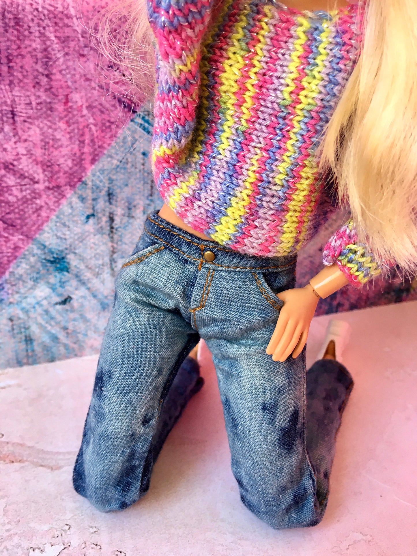 BQ-VINN – Washed Spotted Slim Fit Jeans for 11.5" 1/6 Scale Fashion Dolls - www.bouutique.com