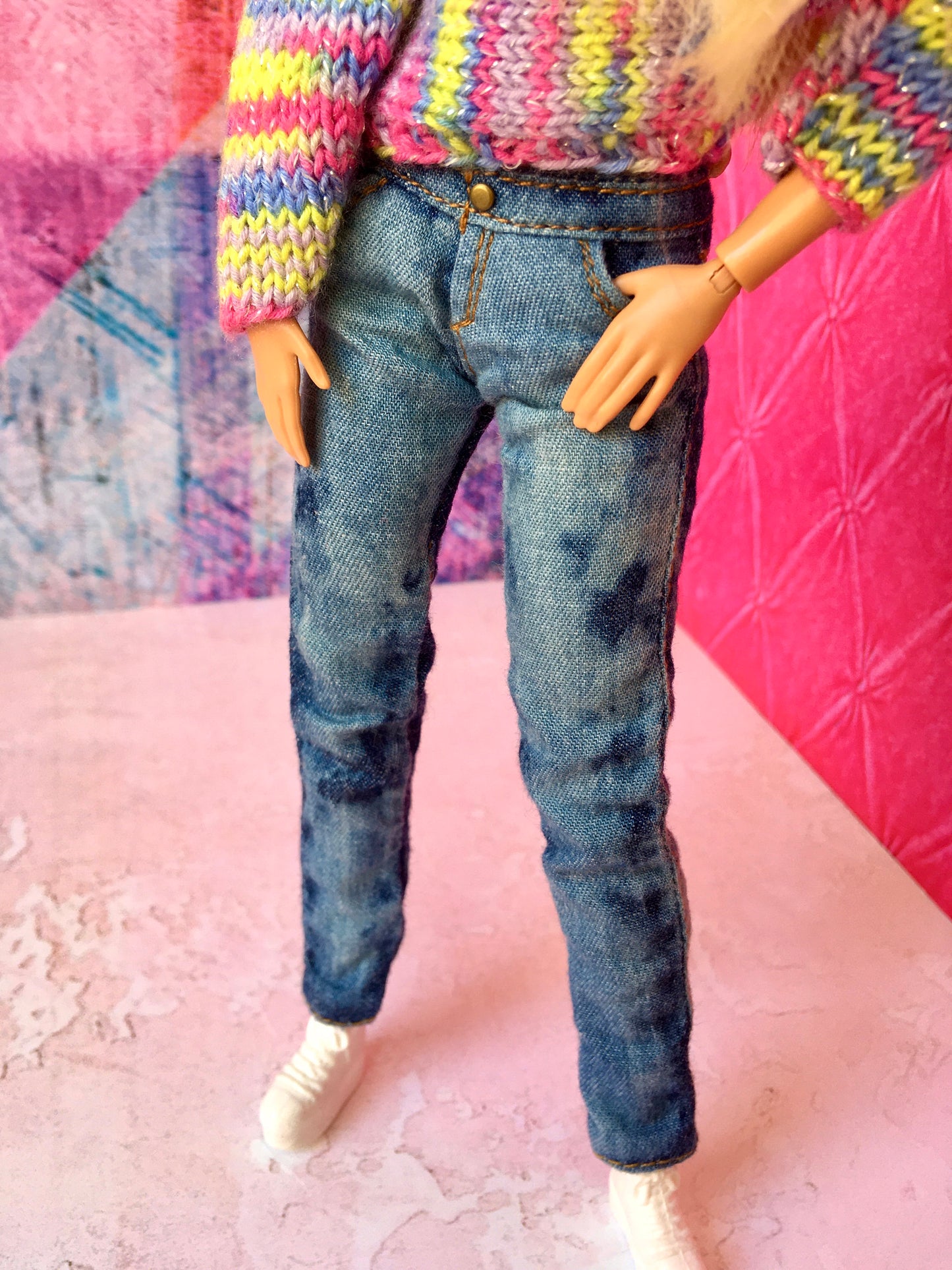 BQ-VINN – Washed Spotted Slim Fit Jeans for 11.5" 1/6 Scale Fashion Dolls - www.bouutique.com