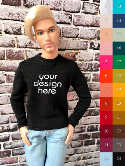 BQ-VITAL – Custom Print Long Sleeve T-Shirt for 12" 1/6 Scale Ken Dolls