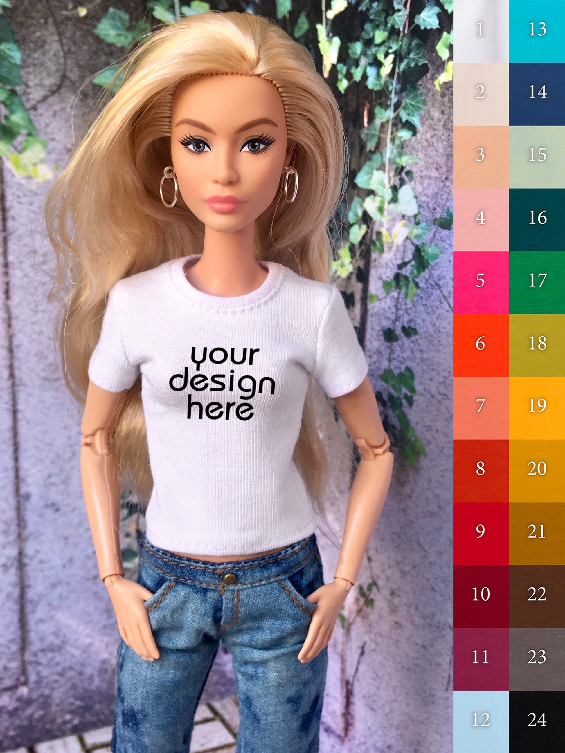 BQ-VITAL – Custom Print Short Sleeve T-shirt for 11.5" 1/6 Scale Fashion Dolls