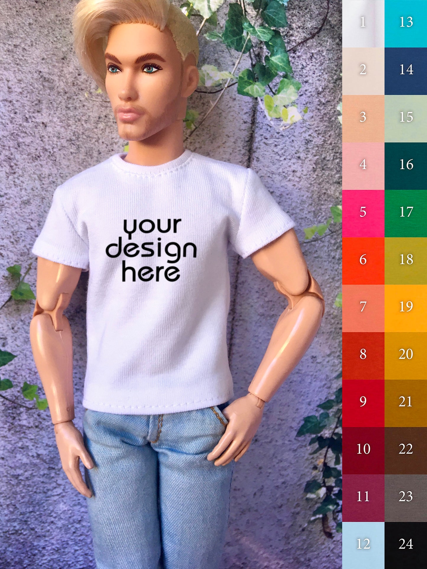 BQ-VITAL – Custom Print Short Sleeve T-Shirt for 12" 1/6 Scale Ken Dolls