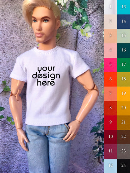 BQ-VITAL – Custom Print Short Sleeve T-Shirt for 12" 1/6 Scale Ken Dolls