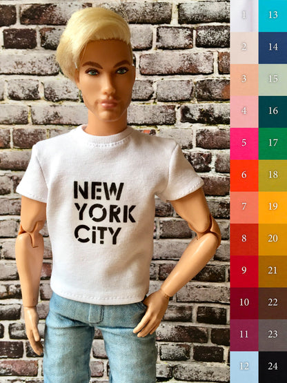 BQ-VITAL – T-Shirt with NYC Print for 12" 1/6 Scale Ken Dolls
