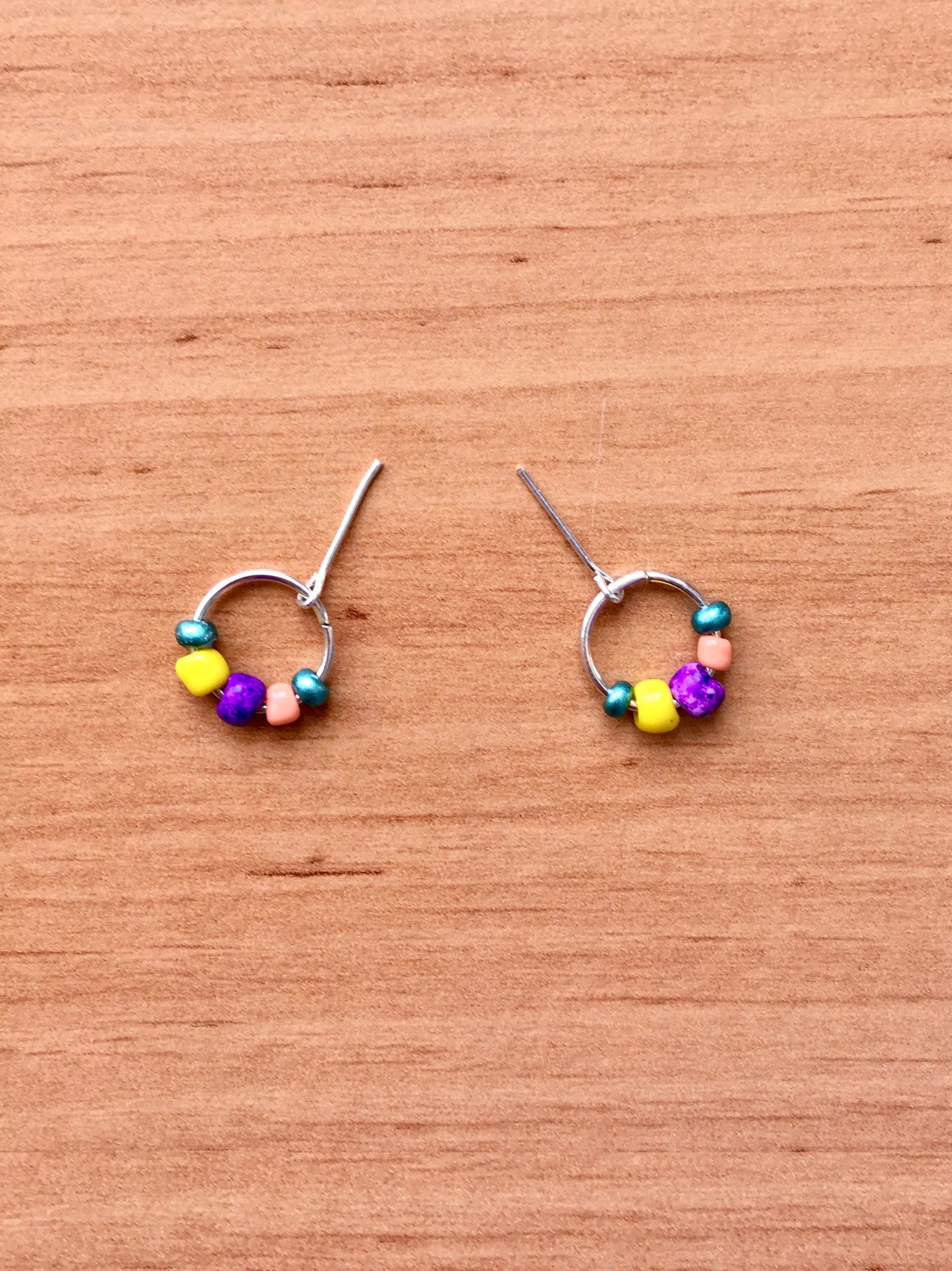Colorful Beaded Silver Hoop Earrings for Fashion Dolls (12") - www.bouutique.com
