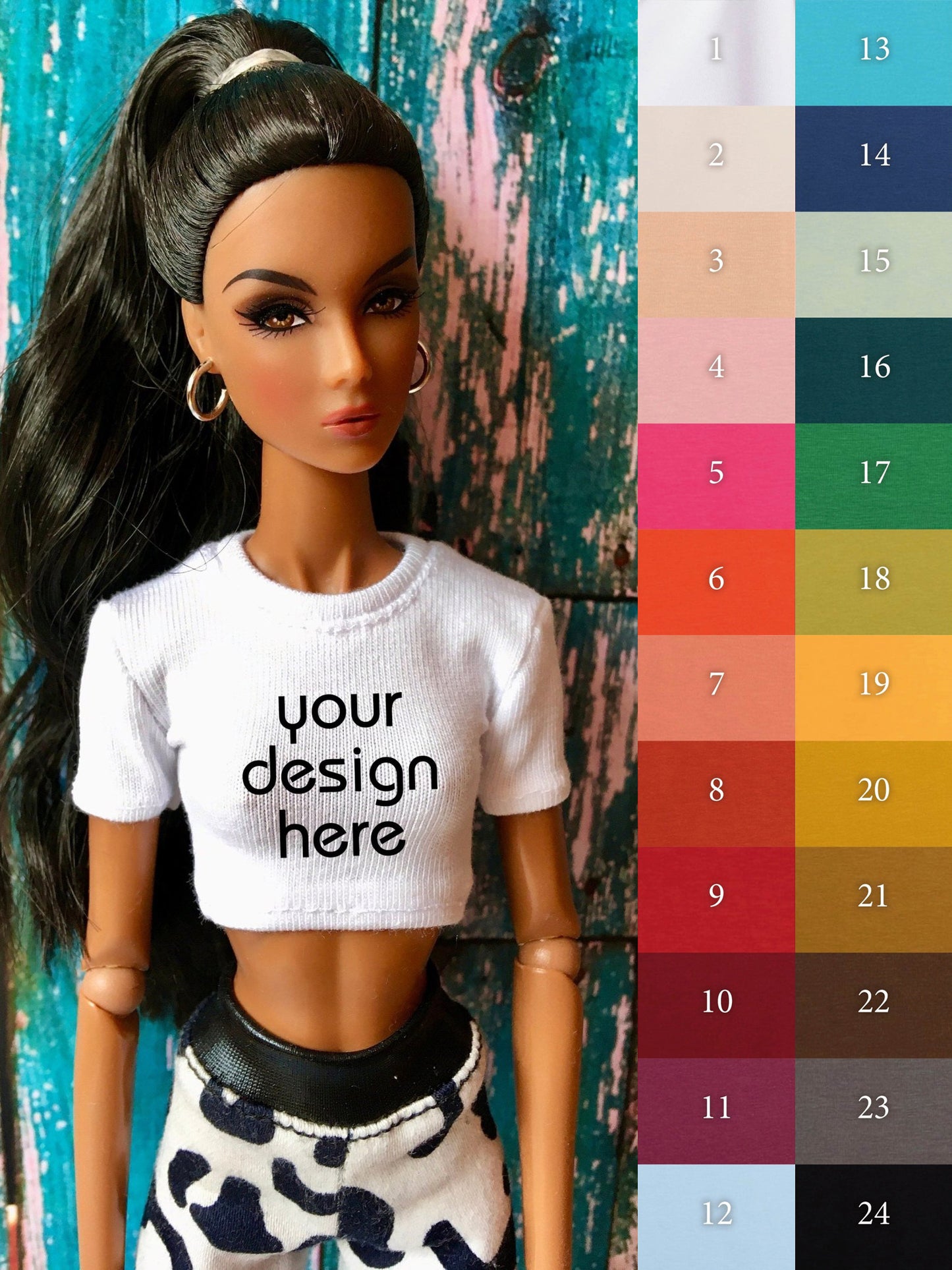 Staple Custom Print Crop T-shirt for NuFace Integrity Toys Doll 12.5"