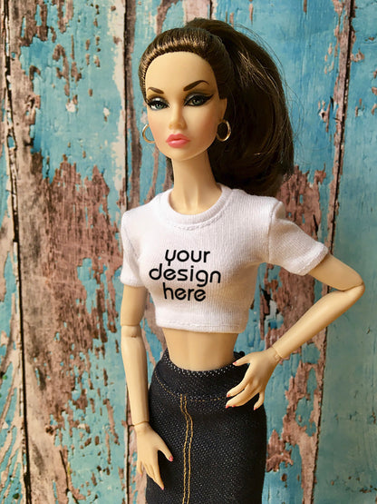 Staple Custom Print Crop T-shirt for Poppy Parker Doll - www.bouutique.com