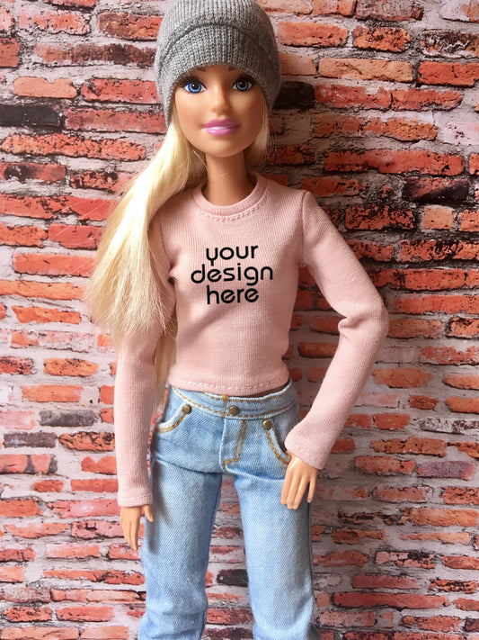 Vital Custom Print Long Sleeve T-shirt for Doll 1/6-scale, 11.5 Inch - www.bouutique.com