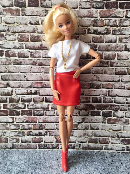 Raven Faux Leather Pencil Skirt for Doll 1/6-scale, 11.5 Inch, 3 colors