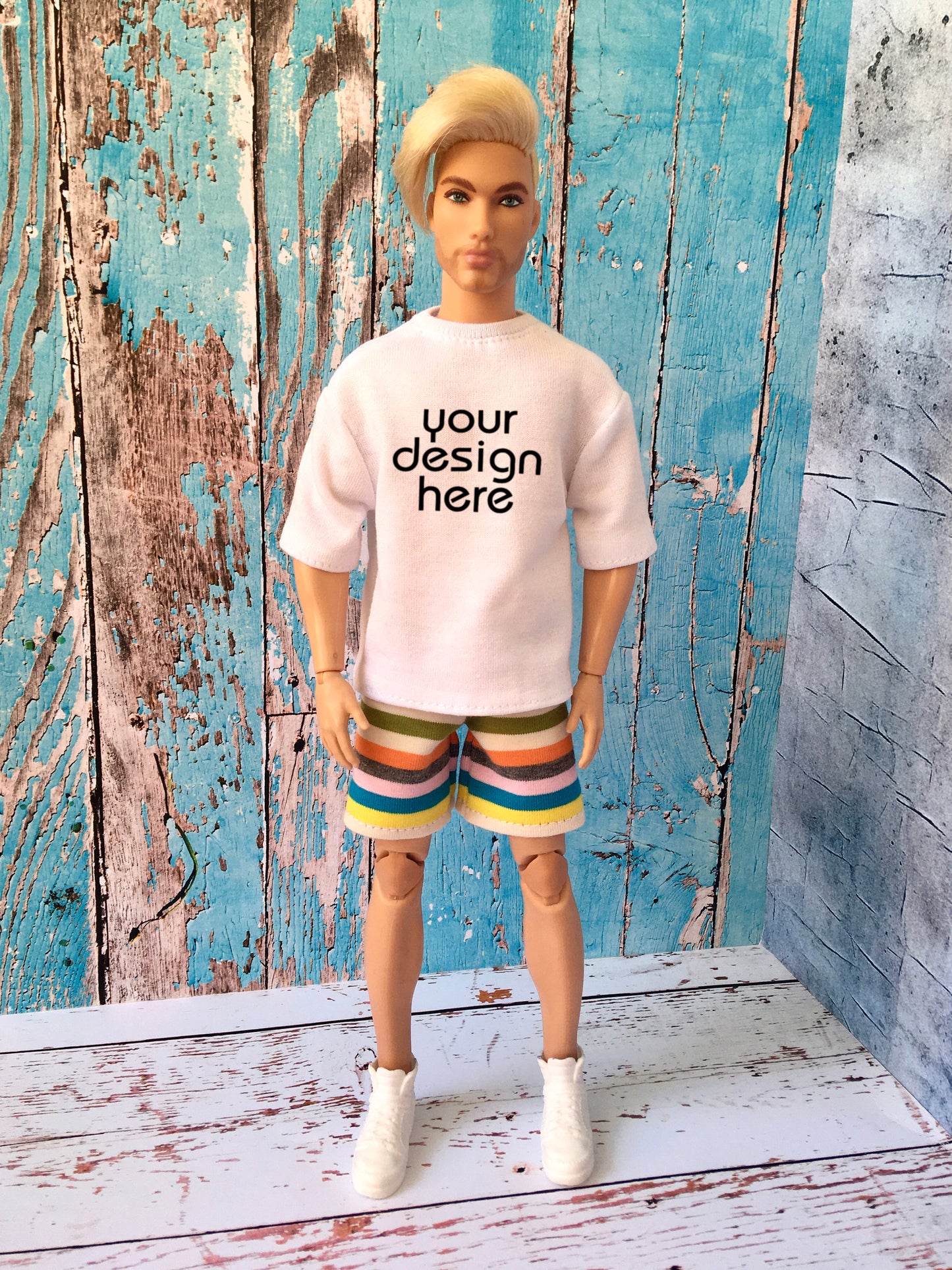 BQ-FLOWY – Custom Print Oversized Lightweight T-Shirt for 12" 1/6 Scale Ken Dolls