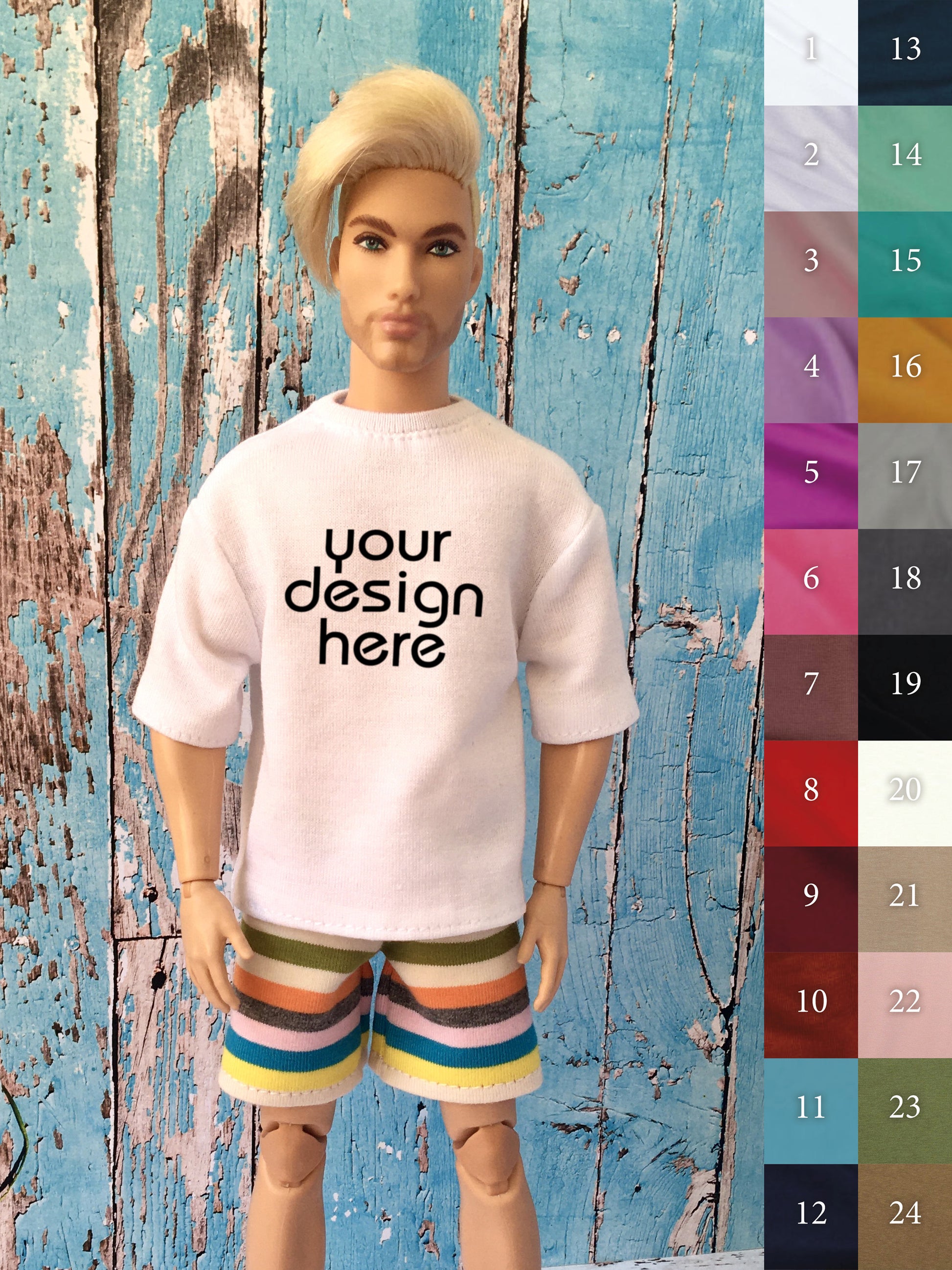 BQ-FLOWY – Custom Print Oversized Lightweight T-Shirt for 12" 1/6 Scale Ken Dolls