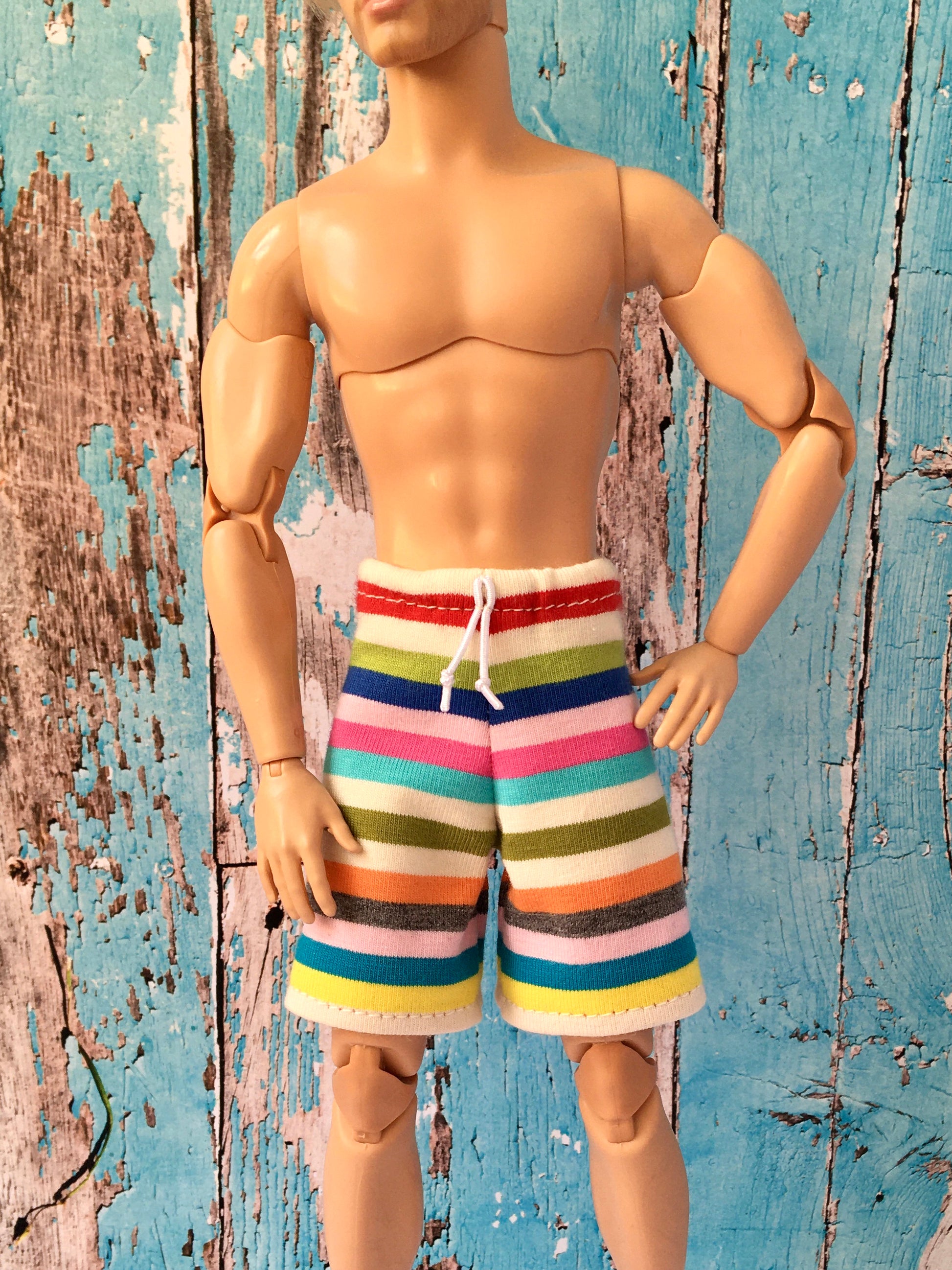 BQ-KALOA – Striped Beach Shorts for Ken Dolls (12") - www.bouutique.com