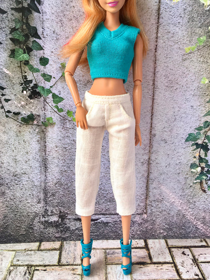 Linen Capri Pants for 11.5" 1/6 Scale Fashion Dolls - www.bouutique.com