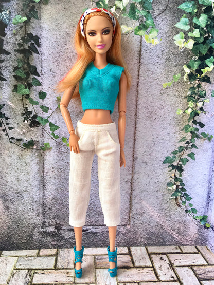 Linen Capri Pants for 11.5" 1/6 Scale Fashion Dolls - www.bouutique.com