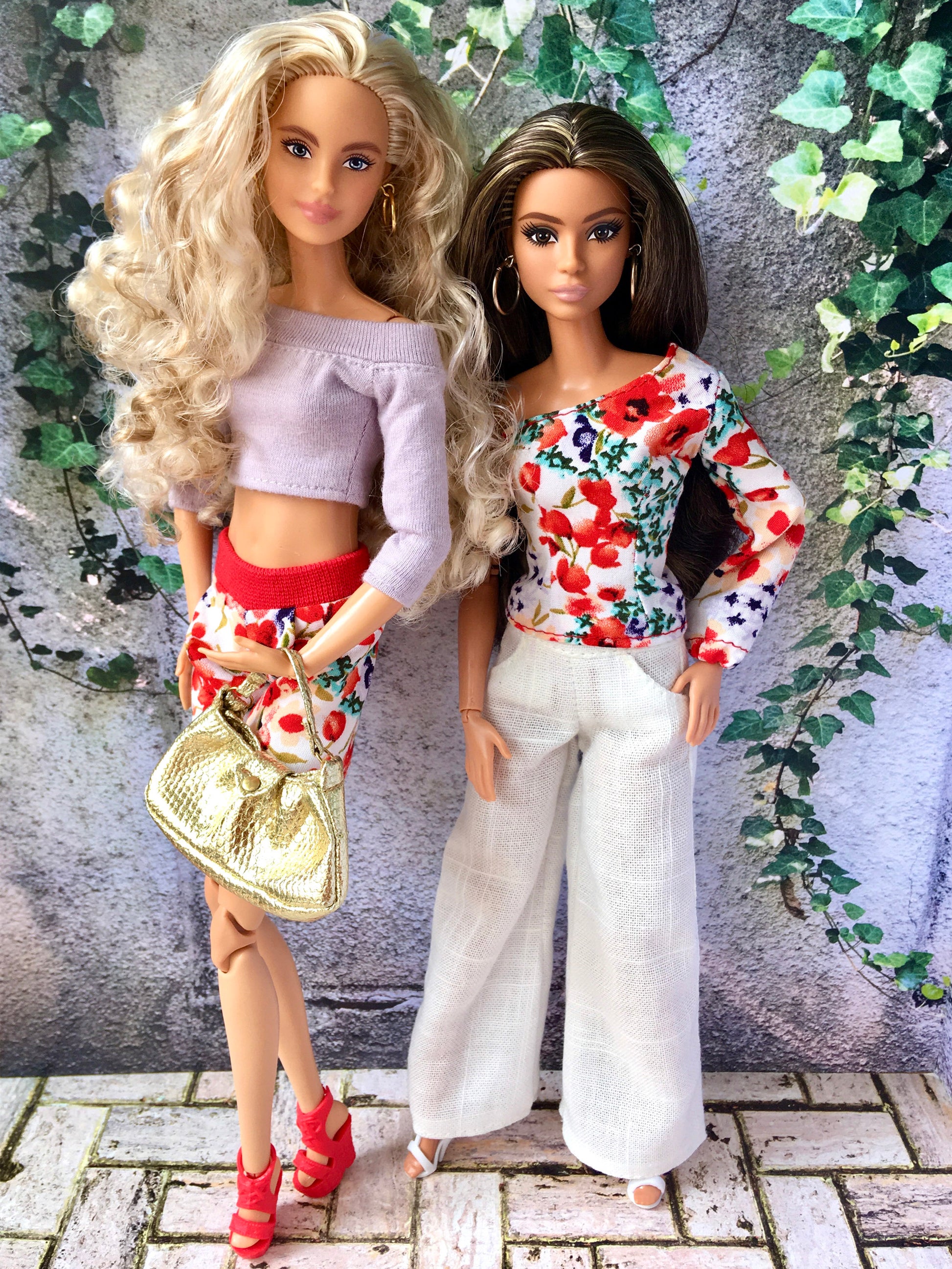 One Sleeve Flower Print Blouse for 11.5" 1/6 Scale Fashion Dolls - www.bouutique.com