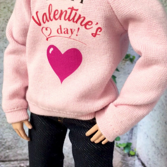 BQ-LOVE – Heart Print Hoodie for 12" 1/6 Scale Ken Dolls