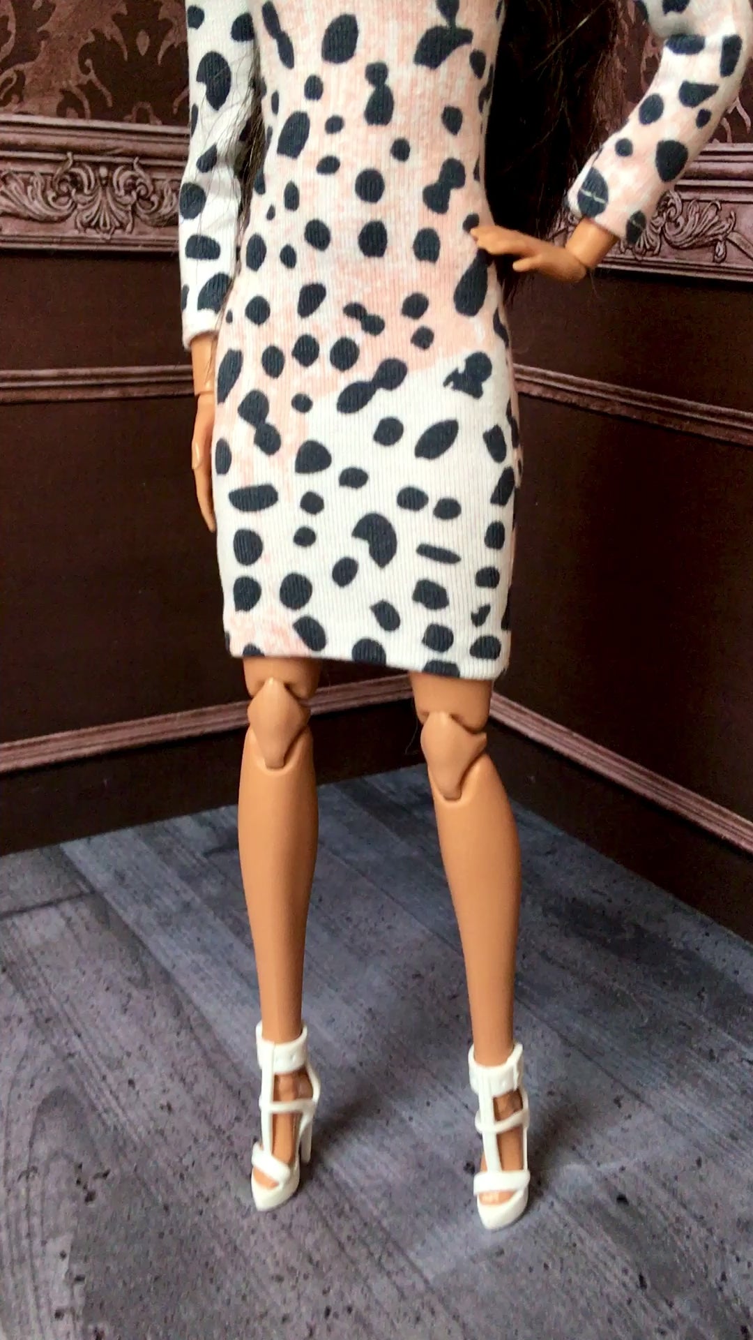 BQ-SAVIRA – Animal Print Off-Shoulder Dress for 11.5" 1/6 Scale Fashion Dolls