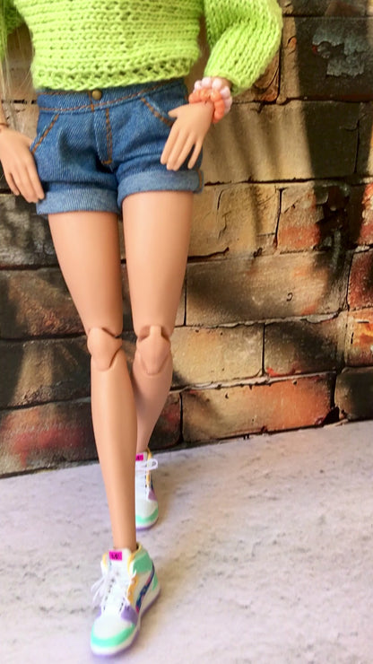 BQ-BREEZE – Soft Lime Knit Batwing Sleeve Sweater for 11.5" 1/6 Scale Fashion Dolls