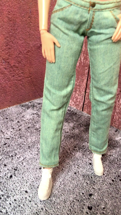 BQ-SAGE – Washed Slim Ankle Jeans for 11.5" 1/6 Scale Fashion Dolls