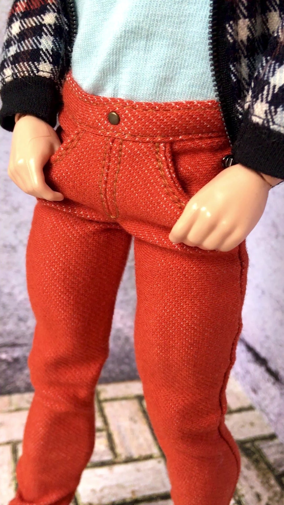 BQ-NOIRIX – Orange Stretch Slim Jeans for 12" 1/6 Scale Ken Dolls