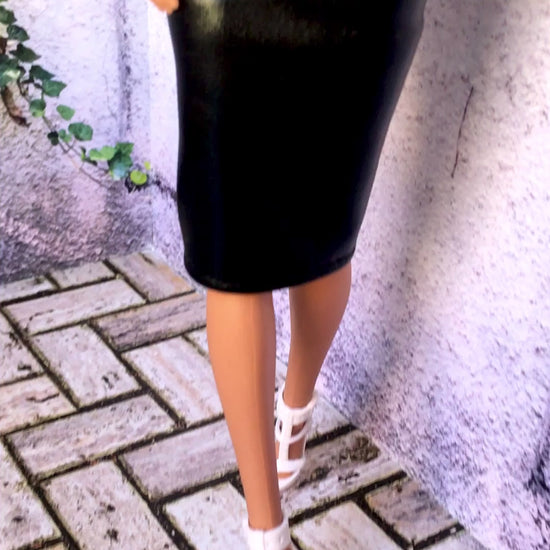 BQ-VALEN – Faux Leather Tube Midi Skirt for 11.5" 1/6 Scale Fashion Dolls