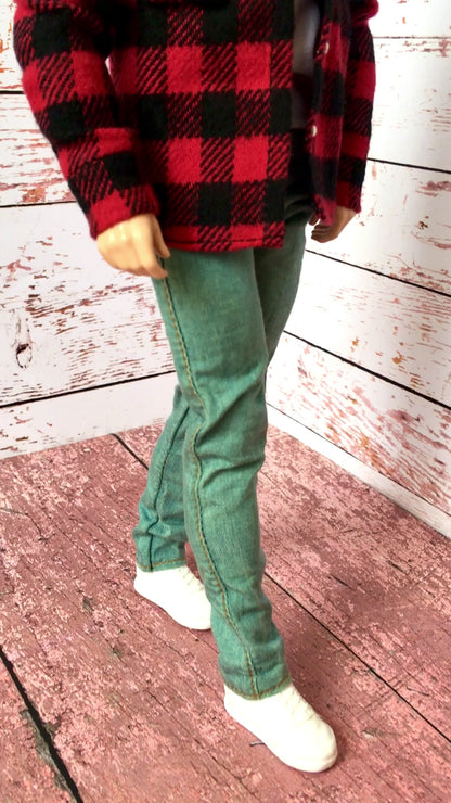 BQ-TAREN – Plaid Flannel Shirt for 12" 1/6 Scale Ken Dolls