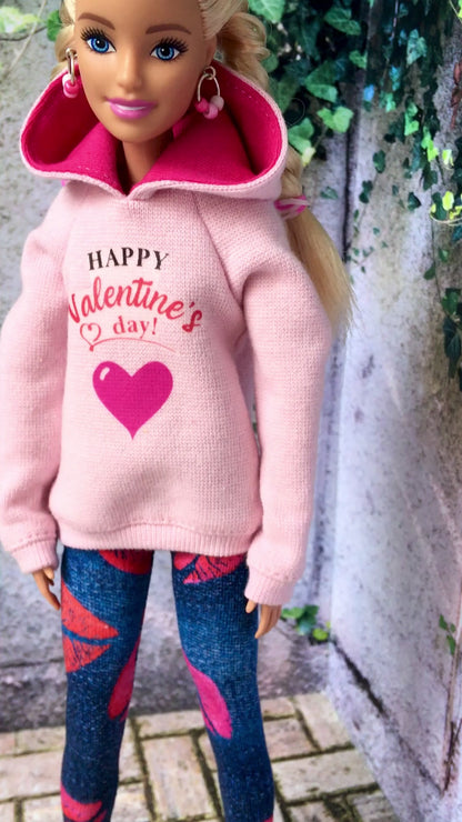 BQ-LOVE – Heart Print Hoodie for 11.5" 1/6 Scale Fashion Dolls