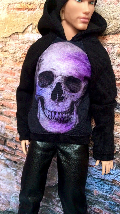 BQ-INFINITE – Skull Print Hoodie for 12" 1/6 Scale Ken Dolls