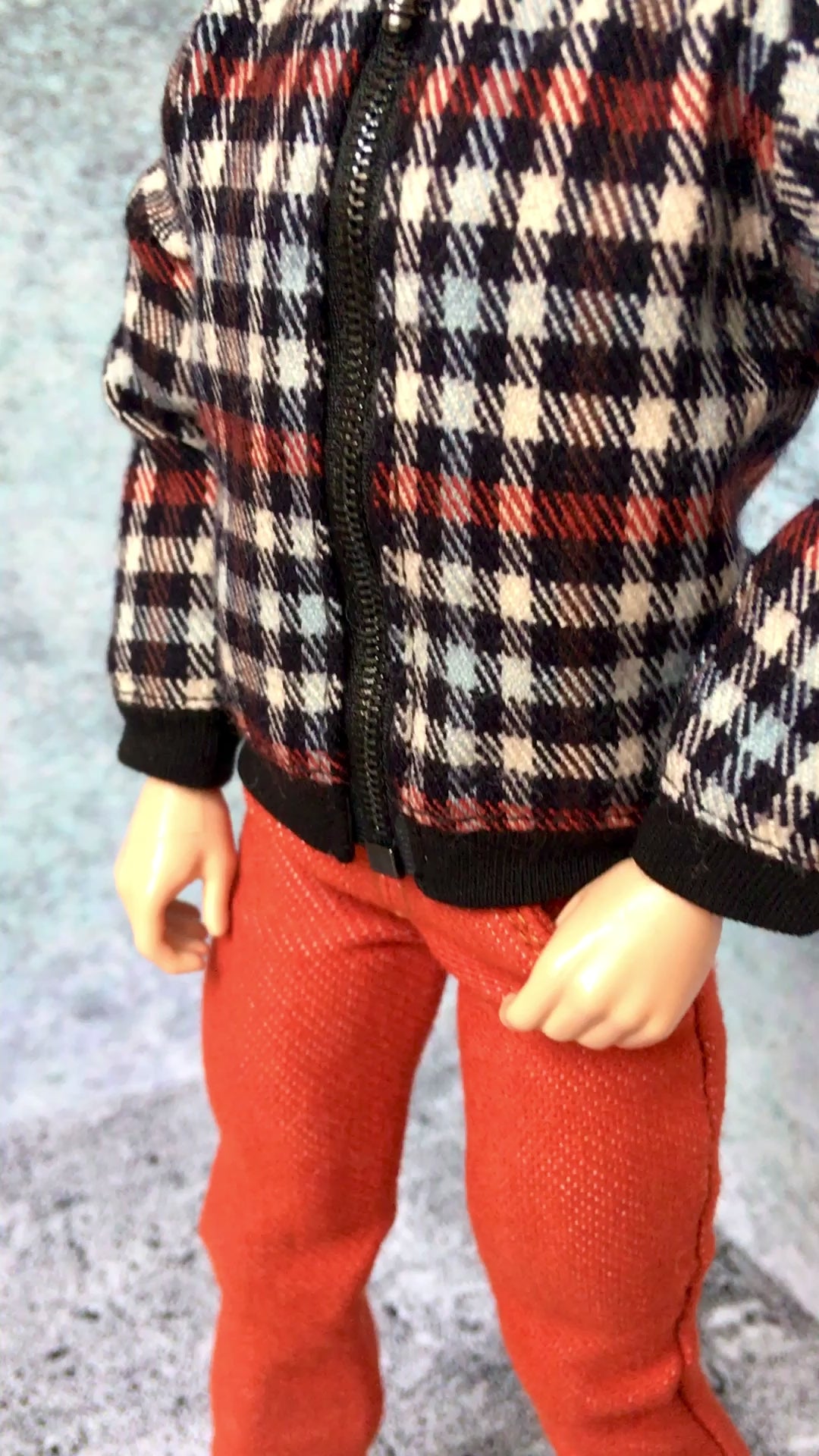 BQ-ARGYLE – Tartan-Plaid Bomber Jacket for 12" 1/6 Scale Ken Dolls