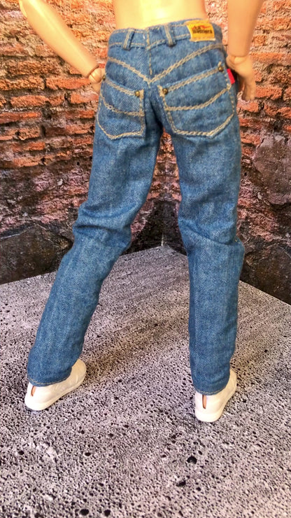 BQ-DERON – Realistic Slim Jeans with Details for 12" 1/6 Scale Ken Dolls