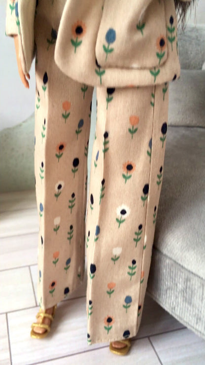 BQ-E24 – Earth Tone Beaded Silver Hoop Earrings for 12" Fashion Dolls