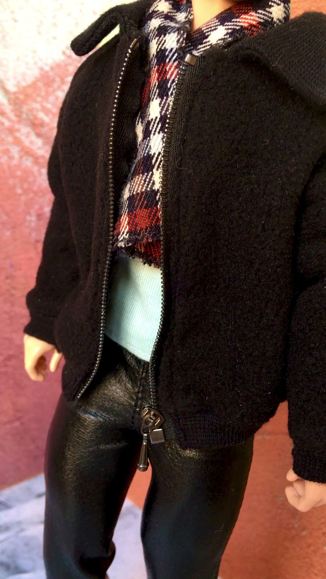 BQ-NASH – Black Fuzzy Bomber Jacket for 12" 1/6 Scale Ken Dolls