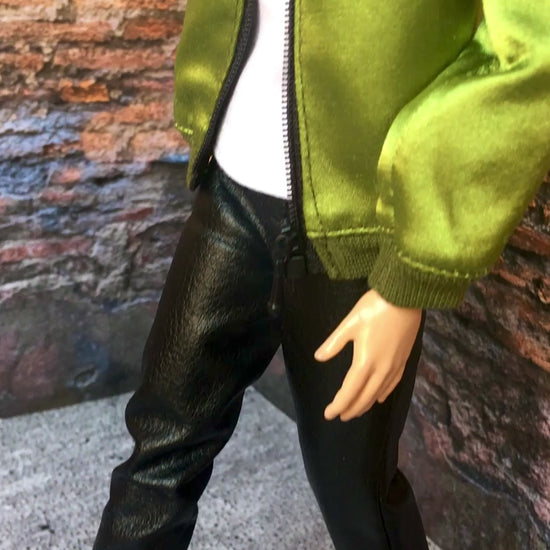BQ-ROEN – Olive Green Satin Bomber Jacket for 12" 1/6 Scale Ken Dolls