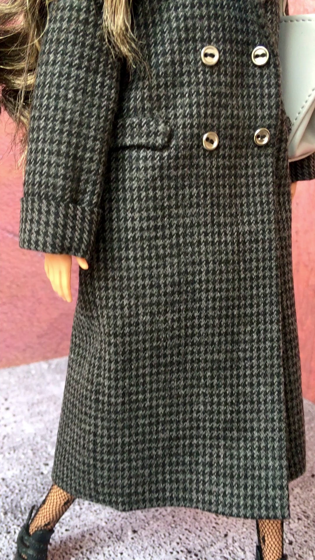 BQ-VELIOR – Grey Houndstooth Long Coat for 11.5" 1/6 Scale Fashion Dolls - www.bouutique.com