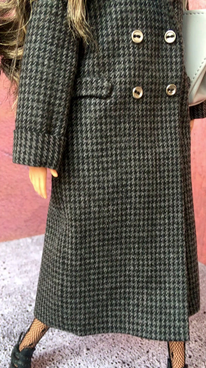 BQ-VELIOR – Grey Houndstooth Long Coat for 11.5" 1/6 Scale Fashion Dolls - www.bouutique.com