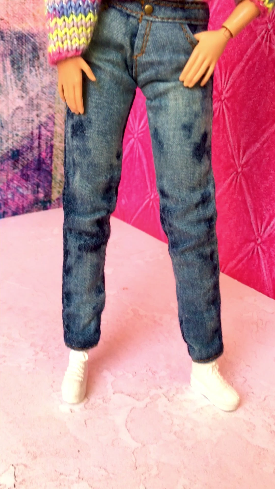 BQ-VINN – Washed Spotted Slim Fit Jeans for 11.5" 1/6 Scale Fashion Dolls - www.bouutique.com