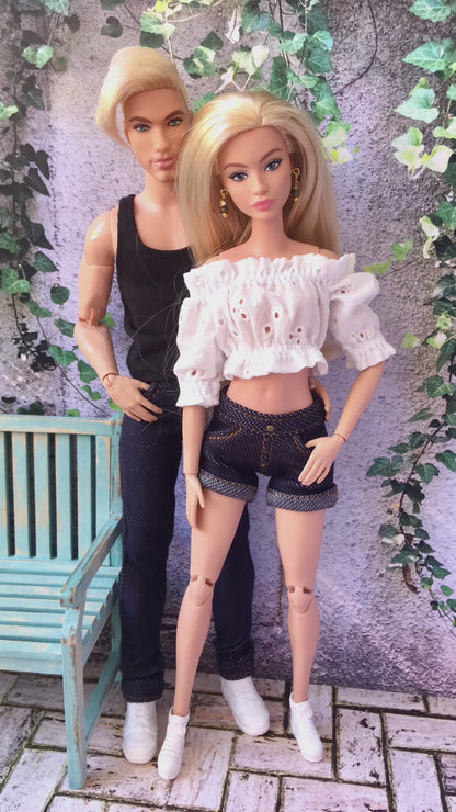 BQ-AYMI – Roll-up Stretch Denim Shorts for 11.5" 1/6 Scale Fashion Dolls - www.bouutique.com